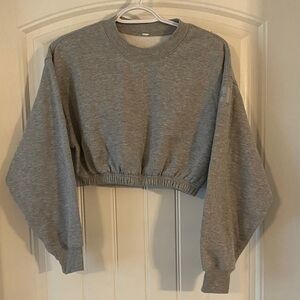 ALO Yoga Heather Gray Crop Top Sweatshirt
